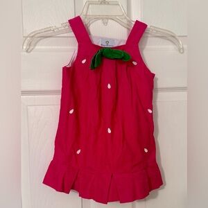 Florence Eiseman Pink Cordoroy Dress with Green Bow